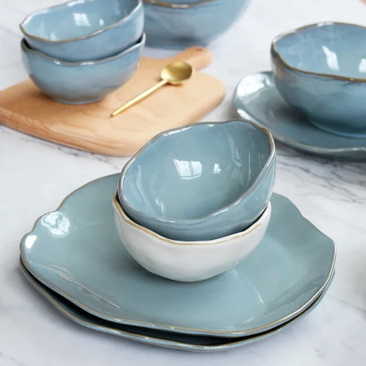 Nordic Blue Ceramic Dinner Set