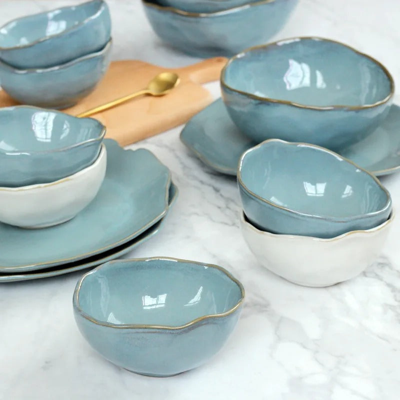 Nordic Blue Ceramic Dinner Set