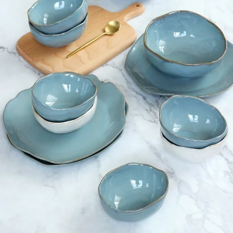 Nordic Blue Ceramic Dinner Set